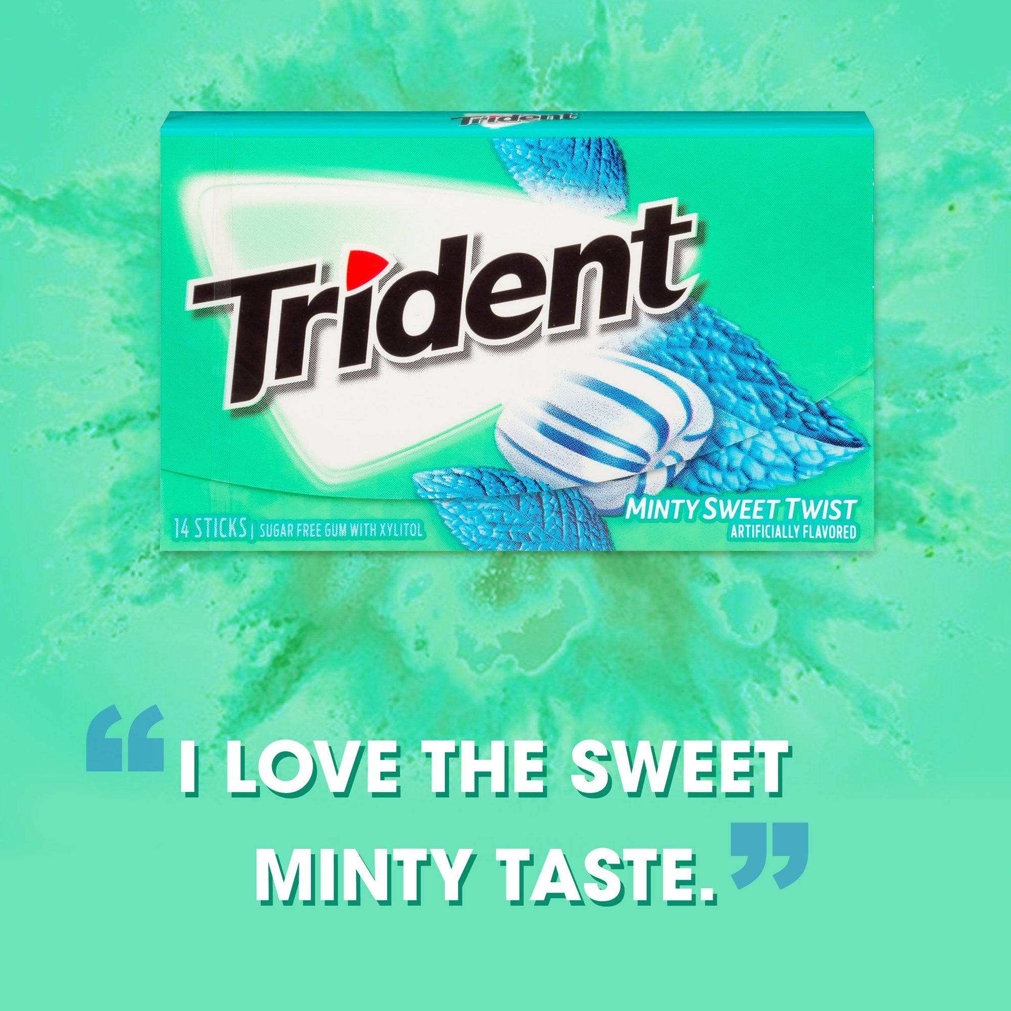 Trident Minty Sweet Twist Sugar Free Gum (1 vỉ 14 thanh) - hình ảnh chi tiết 3