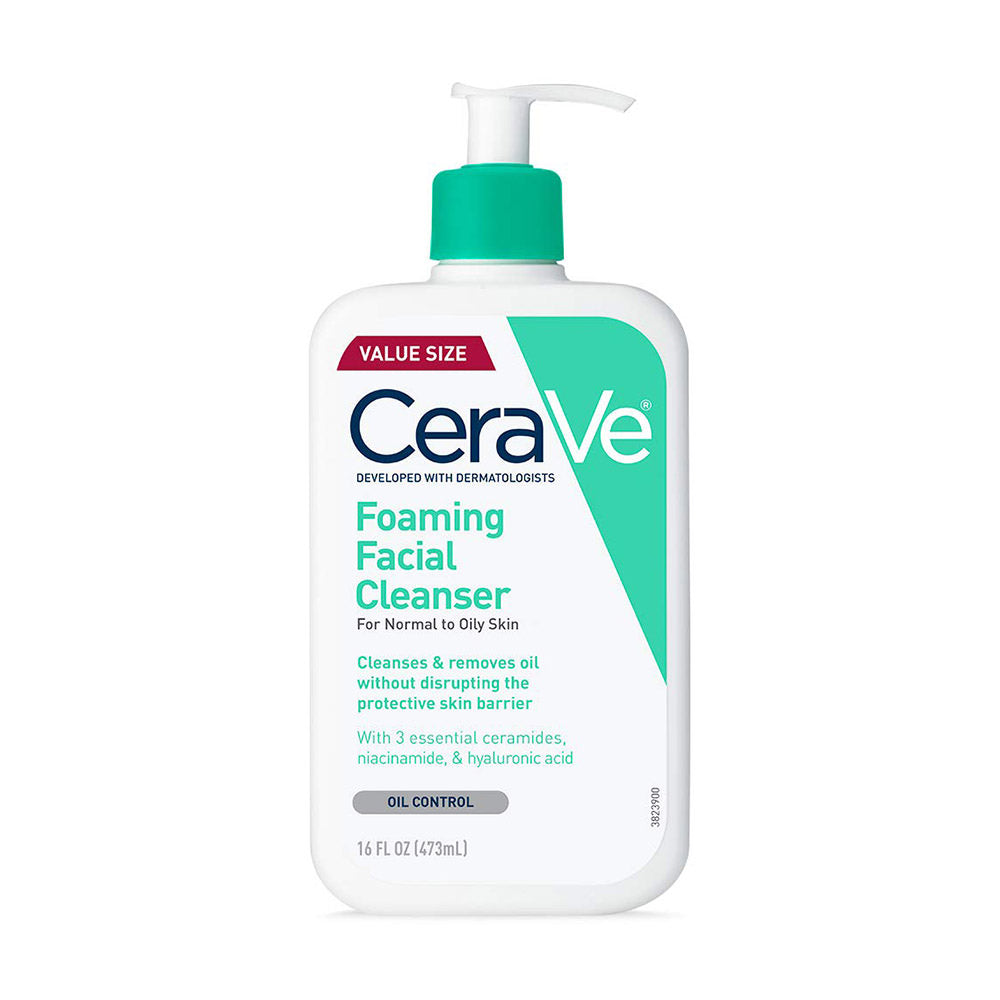 Sữa rửa mặt CeraVe dành cho da thường và da dầu CeraVe Foaming Facial Cleanser 473ml (Oily Skin Xanh Ngọc) - ảnh sản phẩm 1