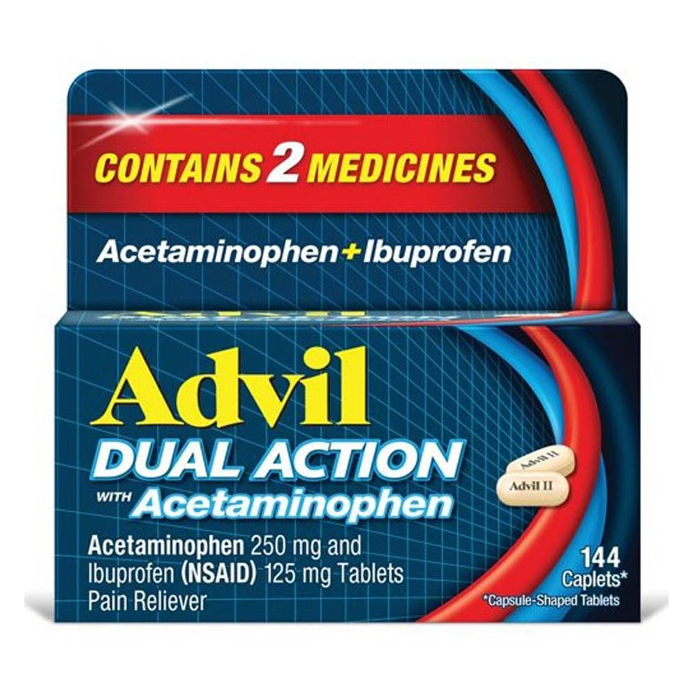 Viên giảm đau, hạ sốt Advil Dual Action Acetaminophen 250mg Ibuprofen 125mg 144 Caplets - hình ảnh sản phẩm chính