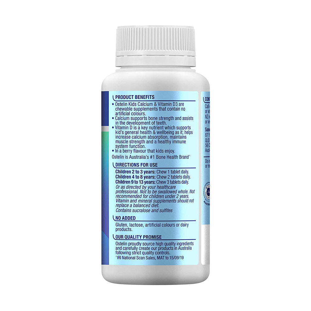 Viên nhai bổ sung vitamin D & Calcium dành cho bé Ostelin 90 viên của Úc - hình ảnh chi tiết 3
