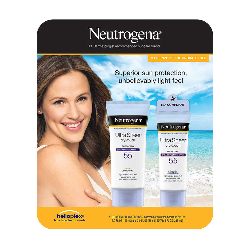 Set kem chống nắng Neutrogena SPF55 Ultra Sheer Dry-Touch sunscreen (147ml+88ml) - hình ảnh chi tiết 2