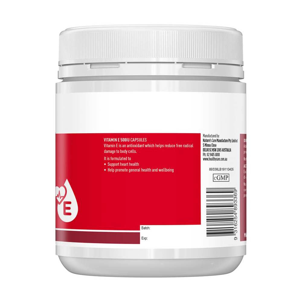 Viên uống bổ sung vitamin E Healthy Care 500IU 200 viên - hình ảnh chi tiết 2