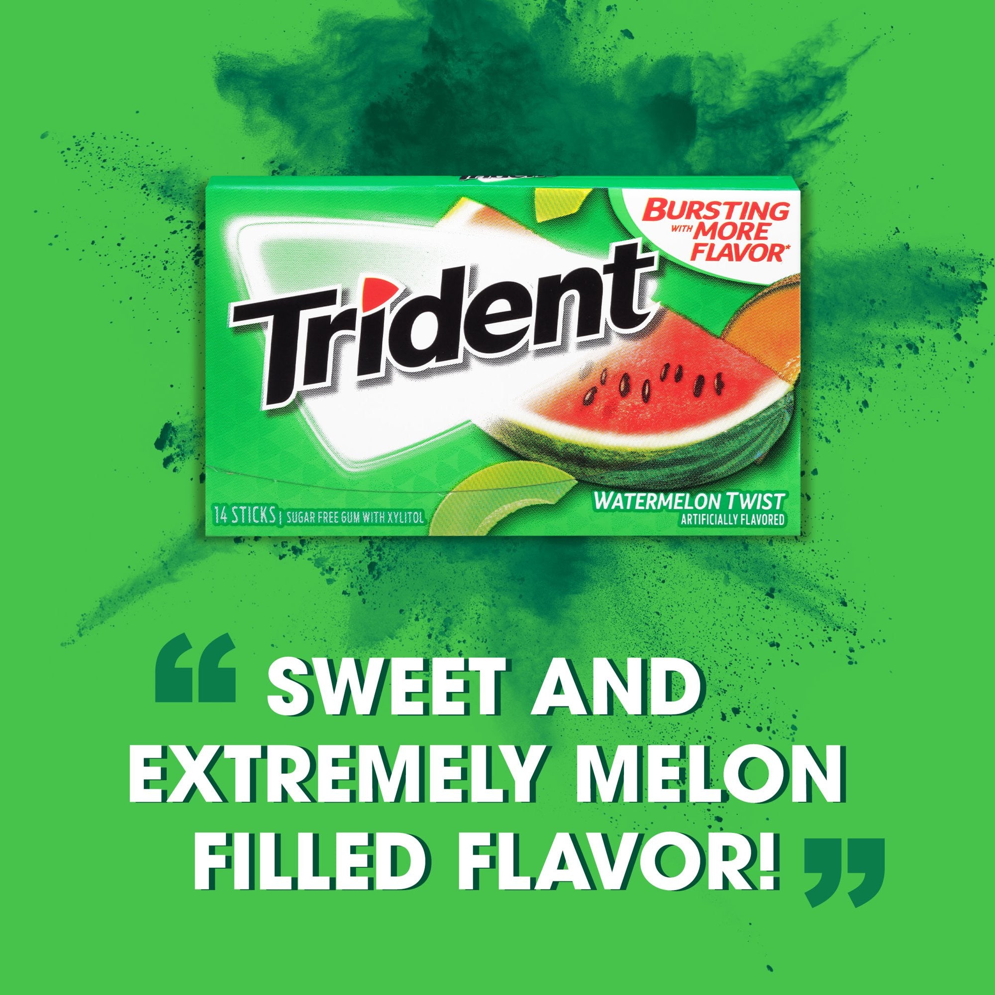 Trident Watermelon Twist Sugar Free Gum (1 vỉ 14 thanh) - hình ảnh chi tiết 2