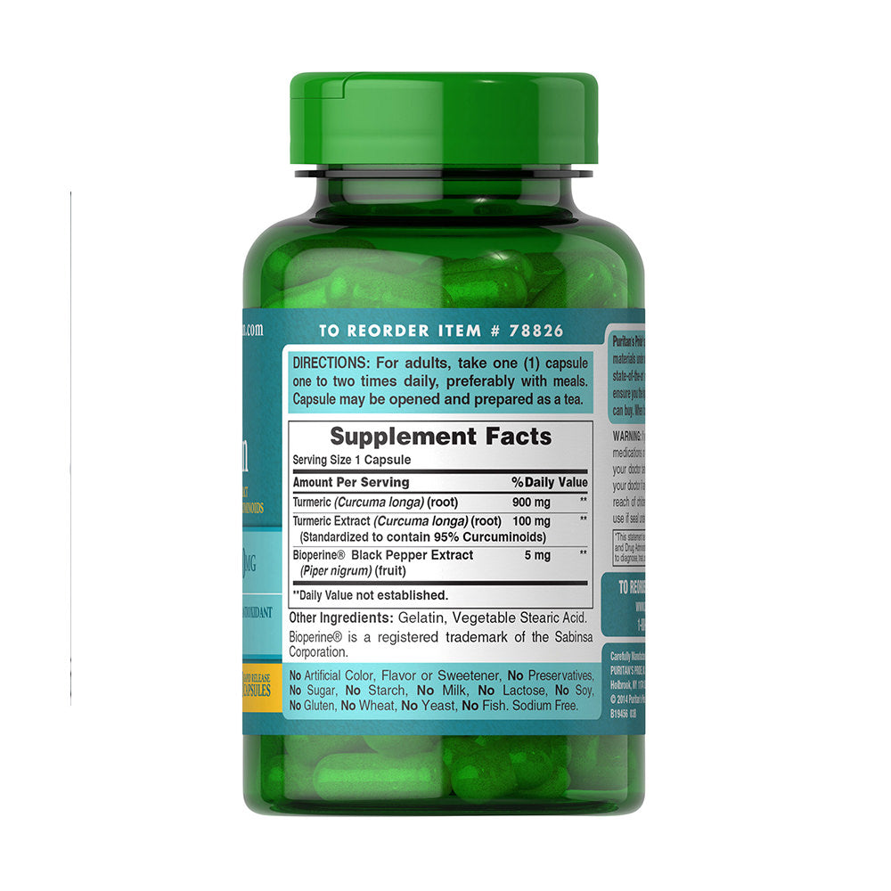 Tinh dầu nghệ Puritan’s Pride Turmeric Curcumin 1000mg 60 viên - hình ảnh chi tiết 2