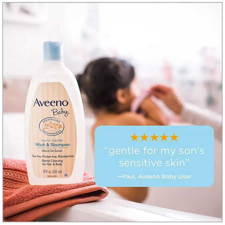 Bộ sản phẩm dầu gội & dưỡng ẩm hàng ngày cho bé Aveeno 2-in-1 Baby Wash and Shampoo with Natural Oat Extract (976ml & 355ml) - hình ảnh chi tiết 4