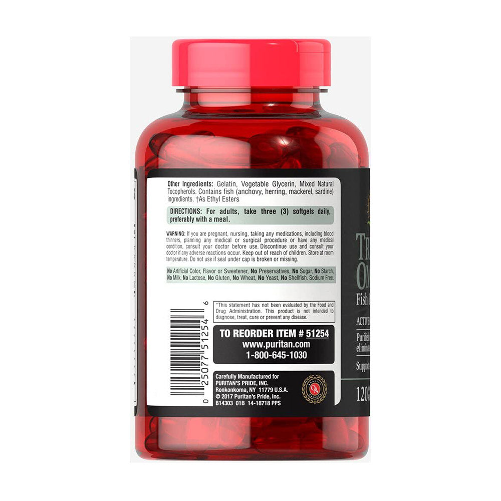 Dầu cá bổ tim mạch Puritan’s Pride Triple Omega 3-6-9 Fish & Flax Oils 120 viên - hình ảnh chi tiết 3