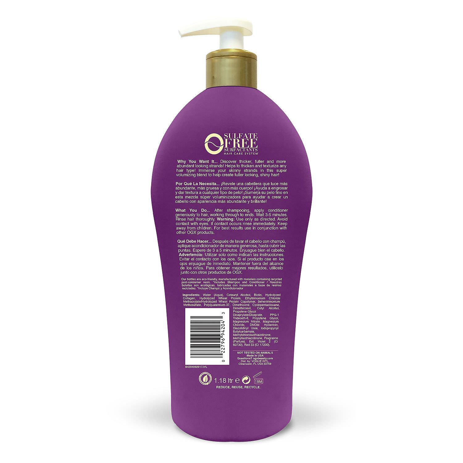 Dầu xả kích thích mọc tóc Biotin & Collagen 1.18l - Mỹ - hình ảnh chi tiết 3