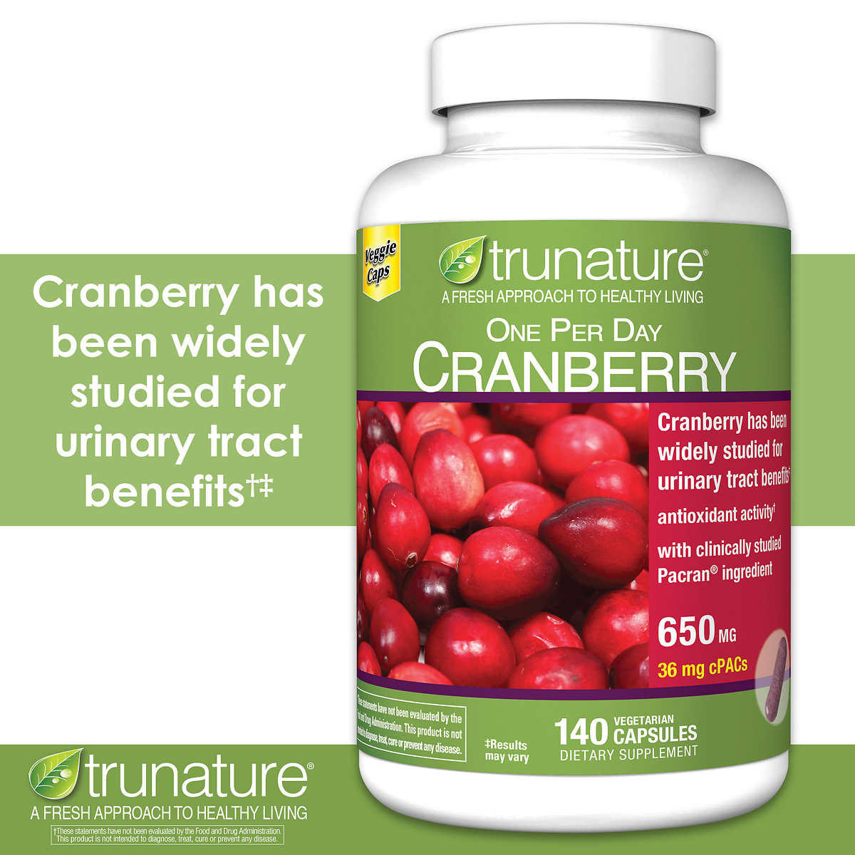 Viên uống hỗ trợ đường tiết niệu Trunature Cranberry 650mg 140 viên - hình ảnh chi tiết 3