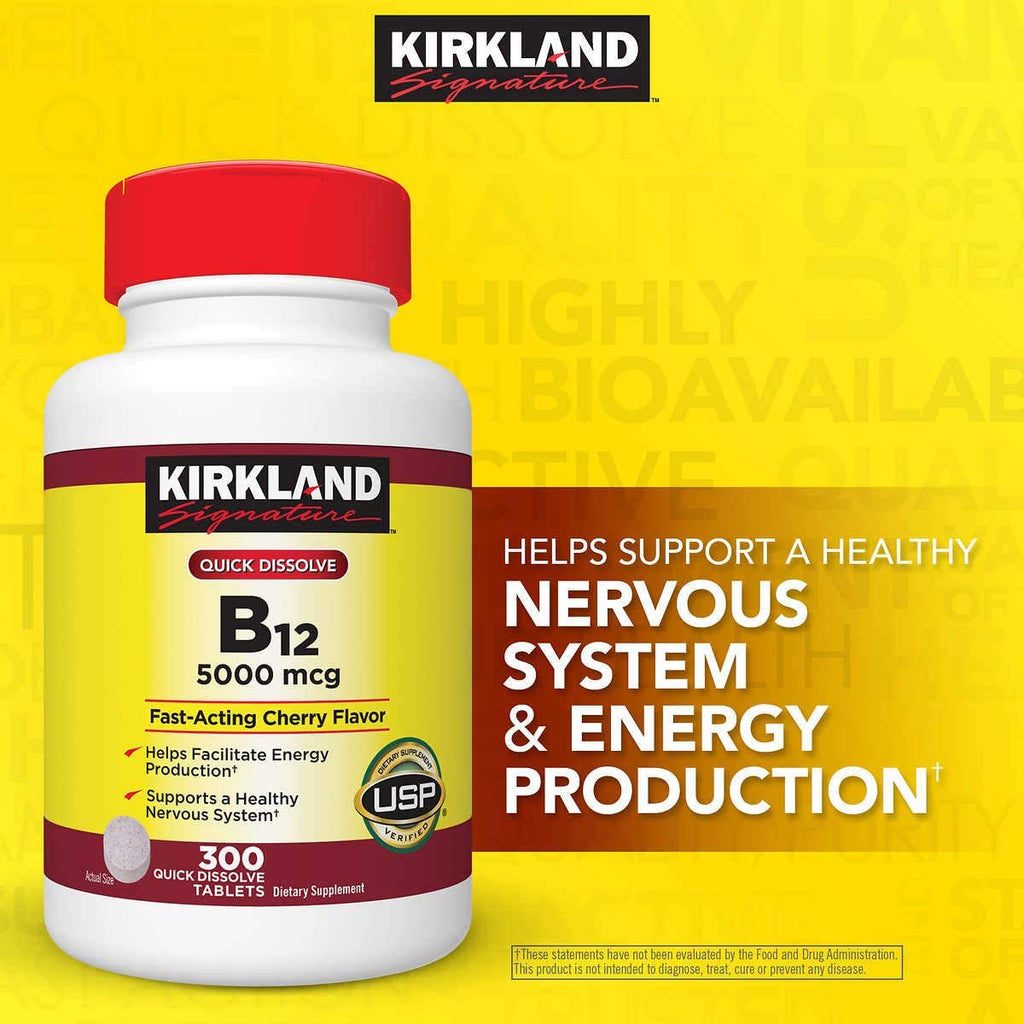 Viên uống bổ sung B12 Kirkland 5000mcg 300 viên của Mỹ - hình ảnh chi tiết 2