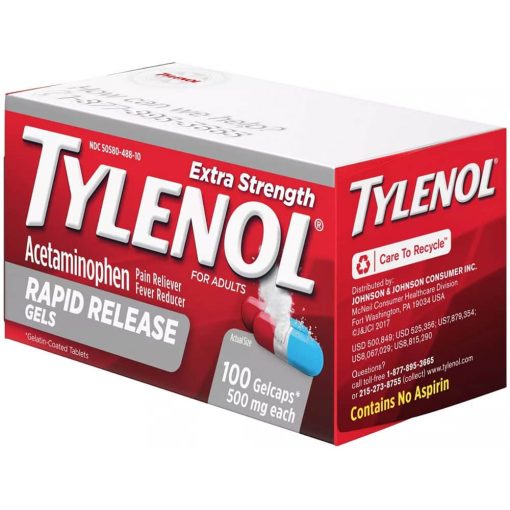 Viên uống giảm đau hạ sốt Tylenol Acetaminophen Extra Strength 500mg 100 Gelcaps - hình ảnh chi tiết 3