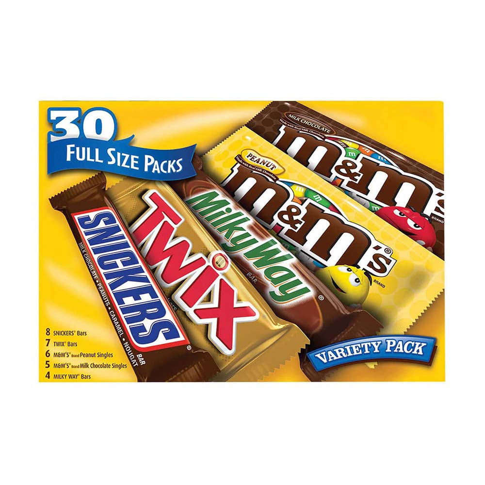 Socola tổng hợp 5 loại M&M Mars Chocolate Full Size Packs 30 gói 1521.3g (Hộp Vàng) - hình ảnh sản phẩm chính