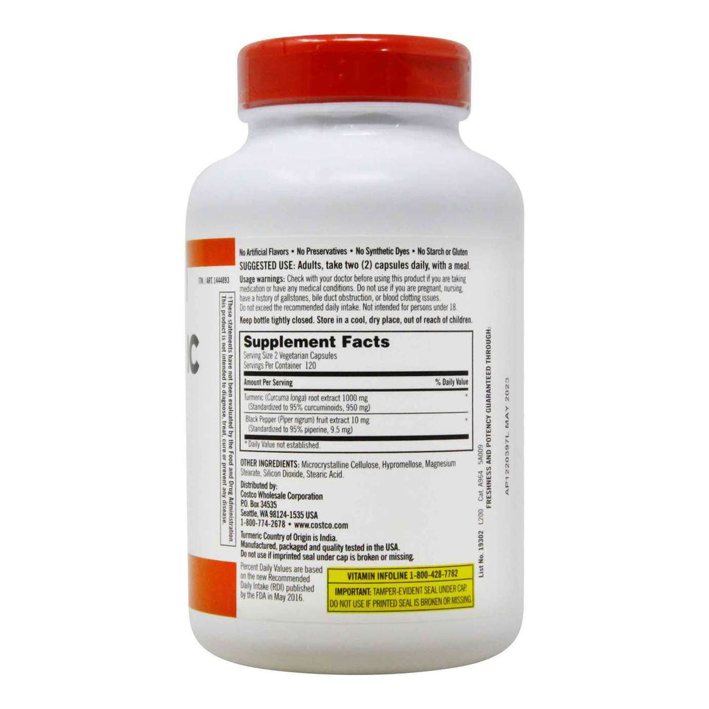 Viên uống tinh chất nghệ Kirkland Signature Turmeric 1000 mg., 240 Viên - hình ảnh chi tiết 2