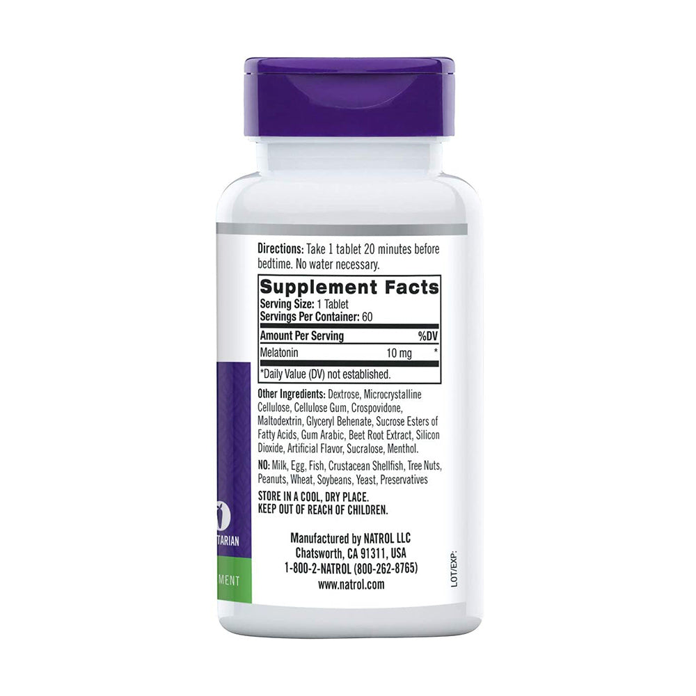 Viên uống cải thiện giấc ngủ Natrol Melatonin 10mg Fast Dissolve 60 viên của Mỹ - hình ảnh chi tiết 2