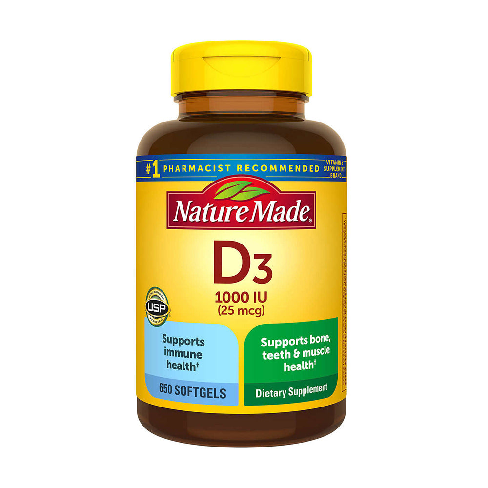 Viên uống bổ sung Vitamin D3 Nature Made D3 1000 IU 650 viên - hình ảnh sản phẩm chính