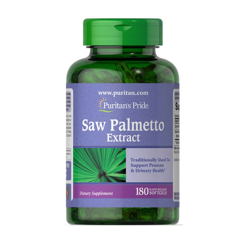 Viên uống hỗ trợ tuyến tiền liệt và tiết niệu Puritan's Pride Saw Palmetto Extract lọ 180 viên - hình ảnh sản phẩm chính