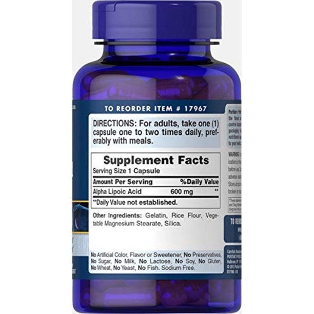 Viên uống chống lão hóa, tàn nhang Puritan’s Pride Alpha Lipoic Acid 600mg 60 viên - hình ảnh chi tiết 3