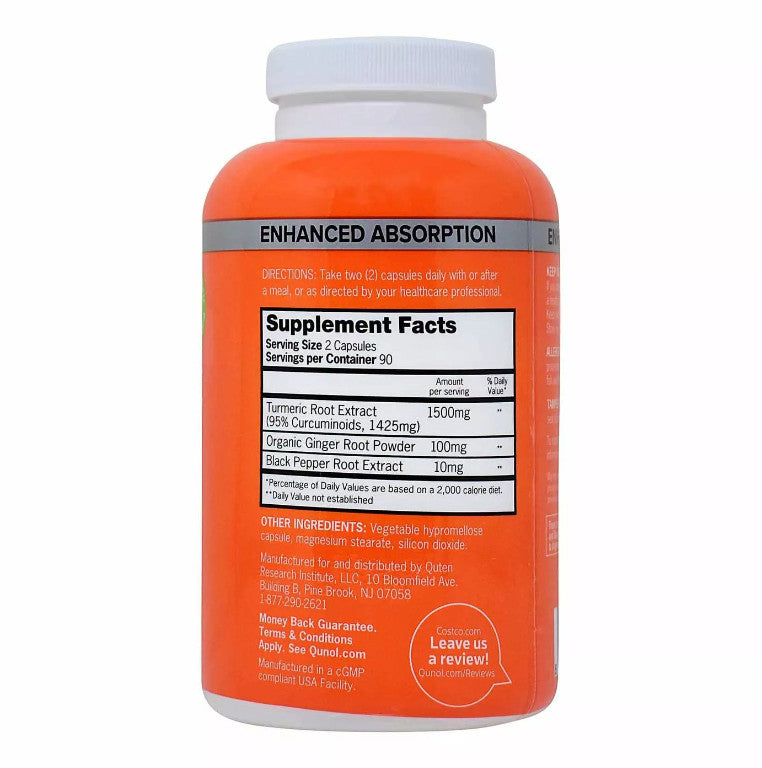 Viên uống tinh chất nghệ Qunol Turmeric 1500mg 180 viên - hình ảnh chi tiết 2