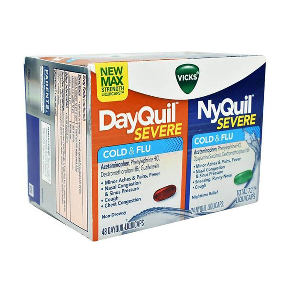 Viên trị ho và cảm cúm Vicks DayQuil & NyQuil Severe 72 viên - hình ảnh chi tiết 2