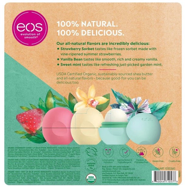 Son Dưỡng Môi Hữu Cơ dạng tròn EOS USDA Organic Smooth 7 Lip Balms (loại tròn) - hình ảnh chi tiết 4