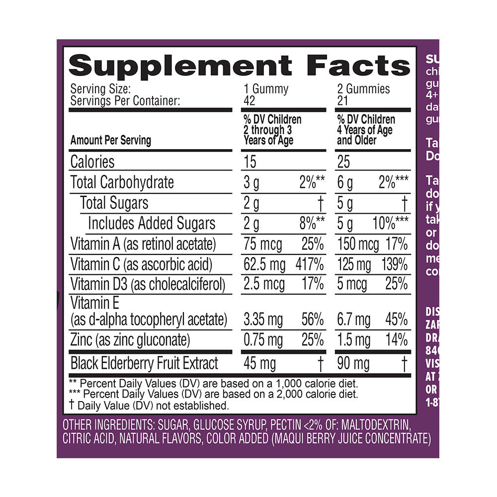 Kẹo tăng cường đề kháng cho trẻ Zarbee's Naturals Children's Elderberry Immune Support Gummies - Natural Berry - 42 viên - hình ảnh chi tiết 5