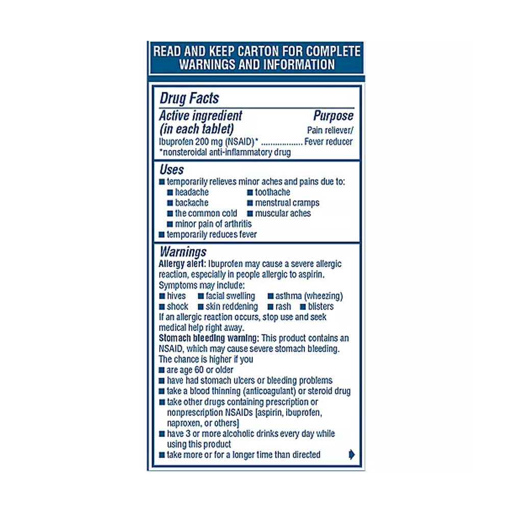Viên uống giảm đau, hạ sốt Advil Ibuprofen Tablets, 200mg 100 Coated Tablets - hình ảnh chi tiết 4