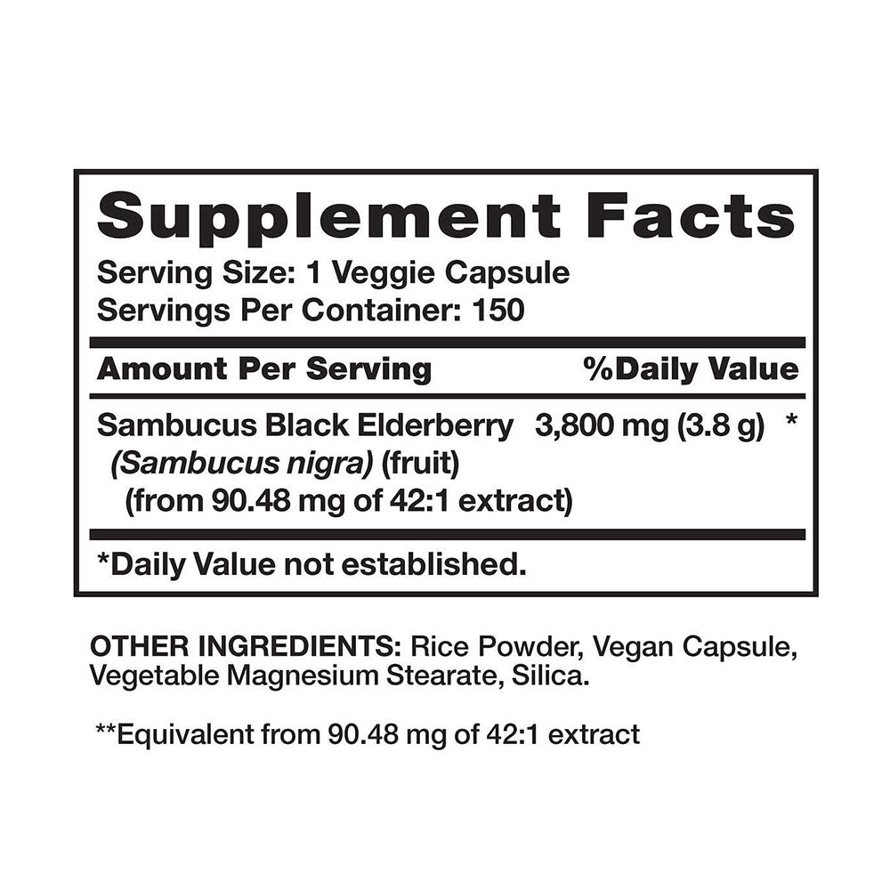 Viên Chống Oxy hóa, Tăng Cường Đề Kháng Nature's Truth Sambucus Black Elderberry 3800mg 150 Vegetarian/Vegan Capsules - hình ảnh chi tiết 4