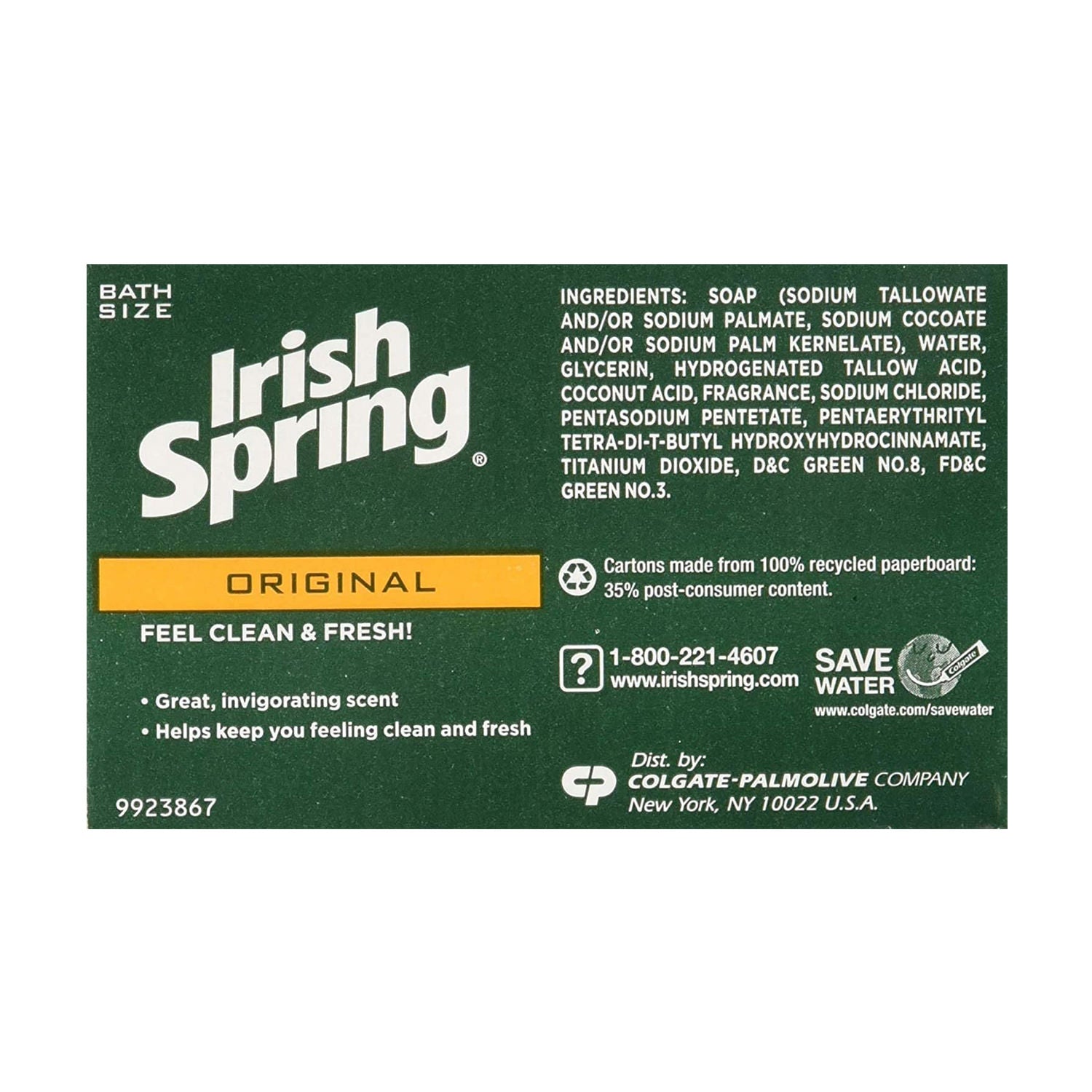 Xà bông cục diệt khuẩn Irish Spring Deodorant Soap Original của Mỹ - hình ảnh chi tiết 3