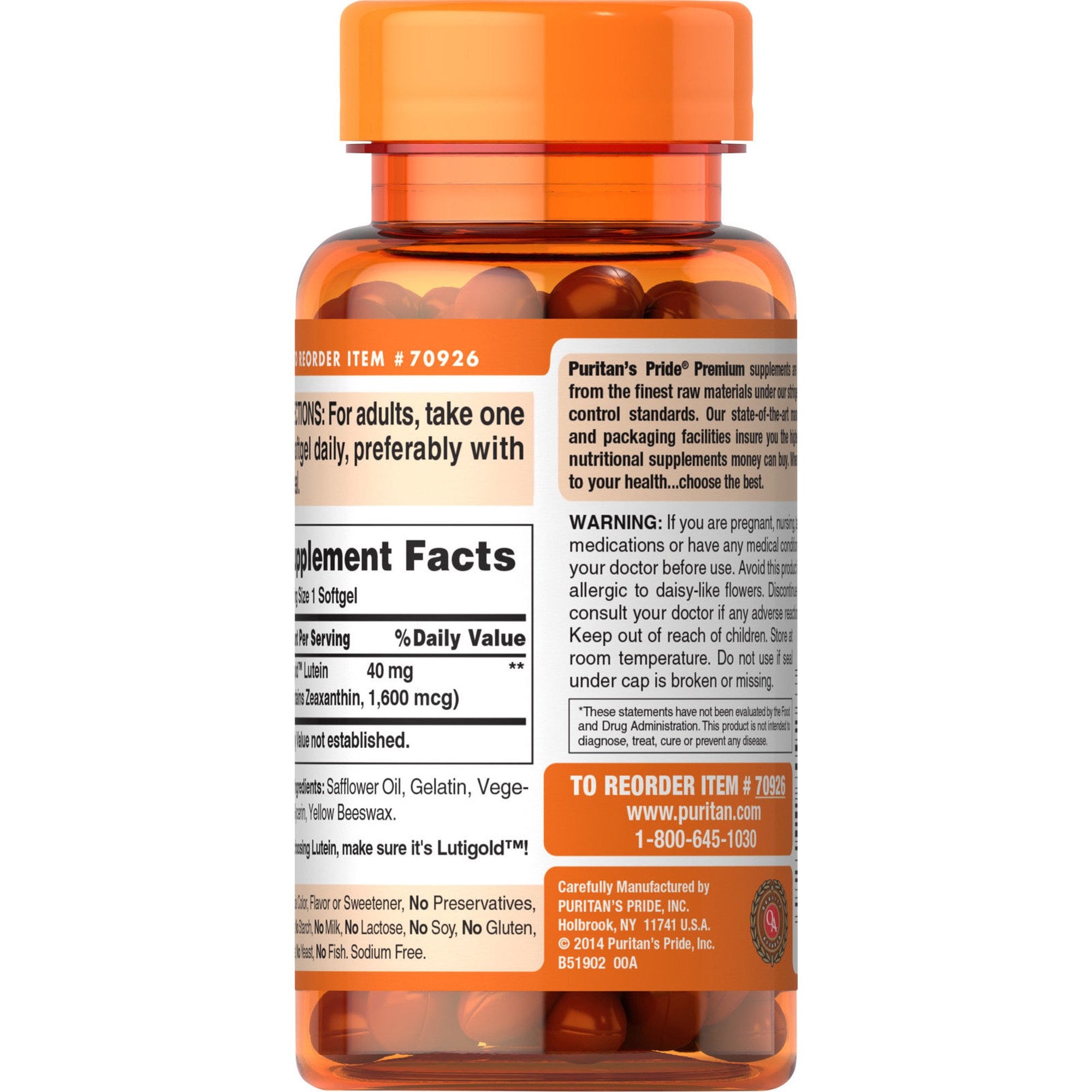 Viên uống bổ mắt Lutein 40mg Puritan's pride Mỹ 120 viên - hình ảnh chi tiết 4