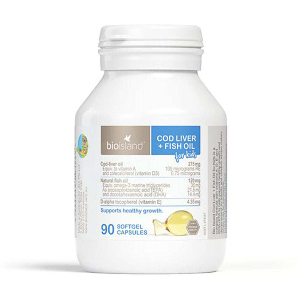 Viên uống dầu cá tuyết Bioisland Cod Liver + Fish Oil For Kids 90 viên - hình ảnh sản phẩm chính