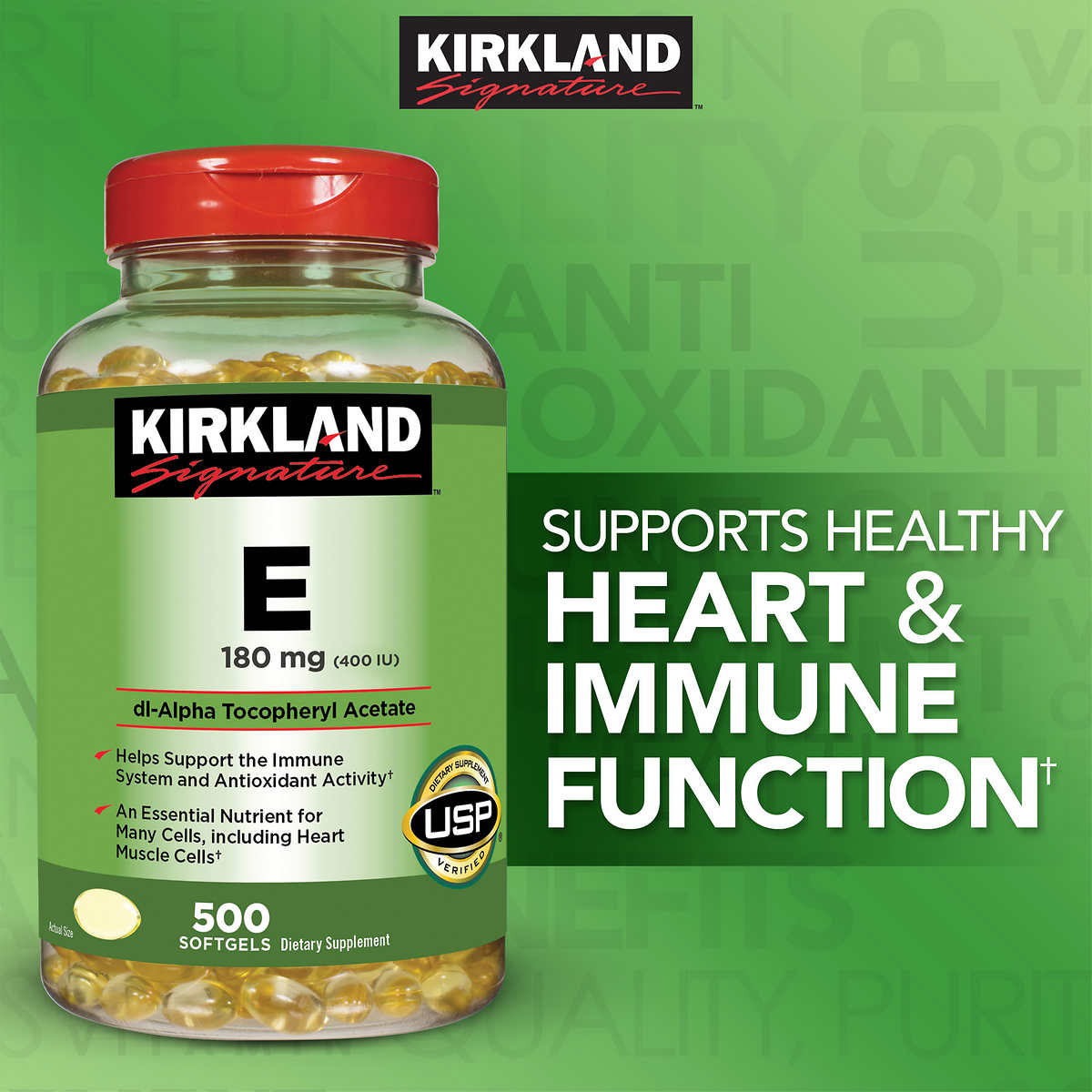Viên uống vitamin E của mỹ Kirkland Signature 400IU giúp đẹp da, chống lão hóa loại 500 viên - ảnh sản phẩm 4