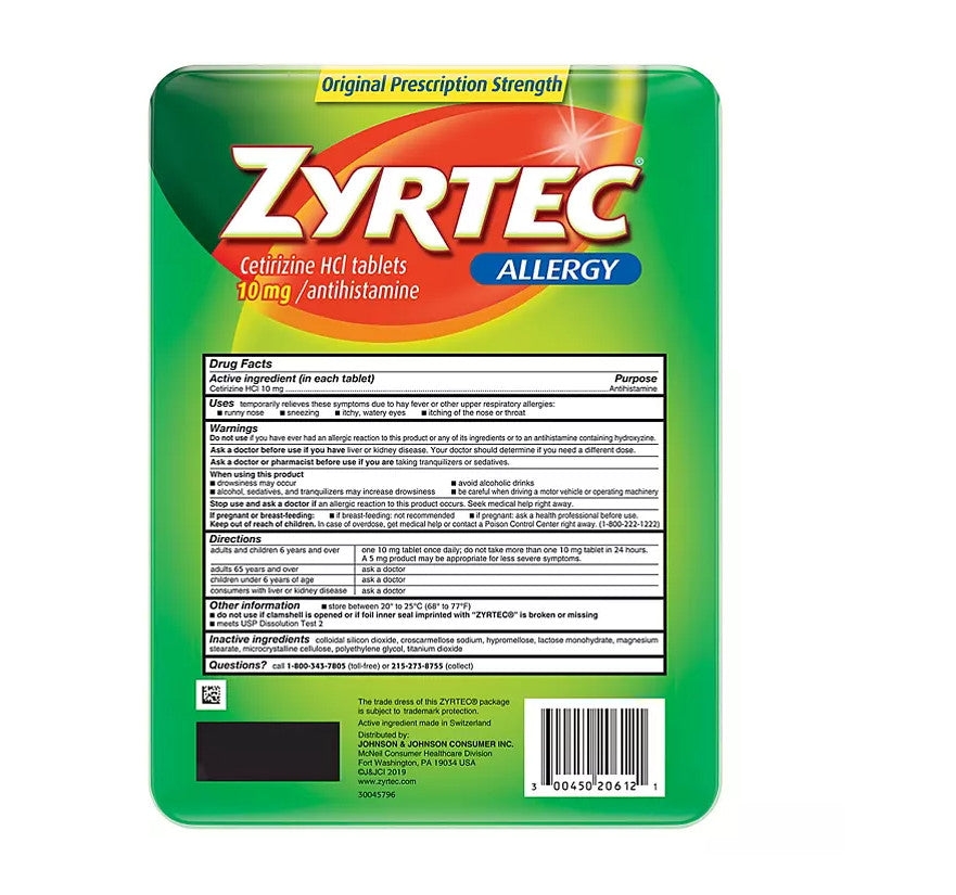 Viên chống dị ứng Zyrtec Antihistamine Allergy 10mg 120 Tablets - hình ảnh chi tiết 2