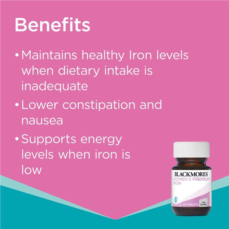 Viên uống bổ sung sắt cho phụ nữ và bà bầu Blackmores Women’s Premium Iron 30 Tablets - hình ảnh chi tiết 5