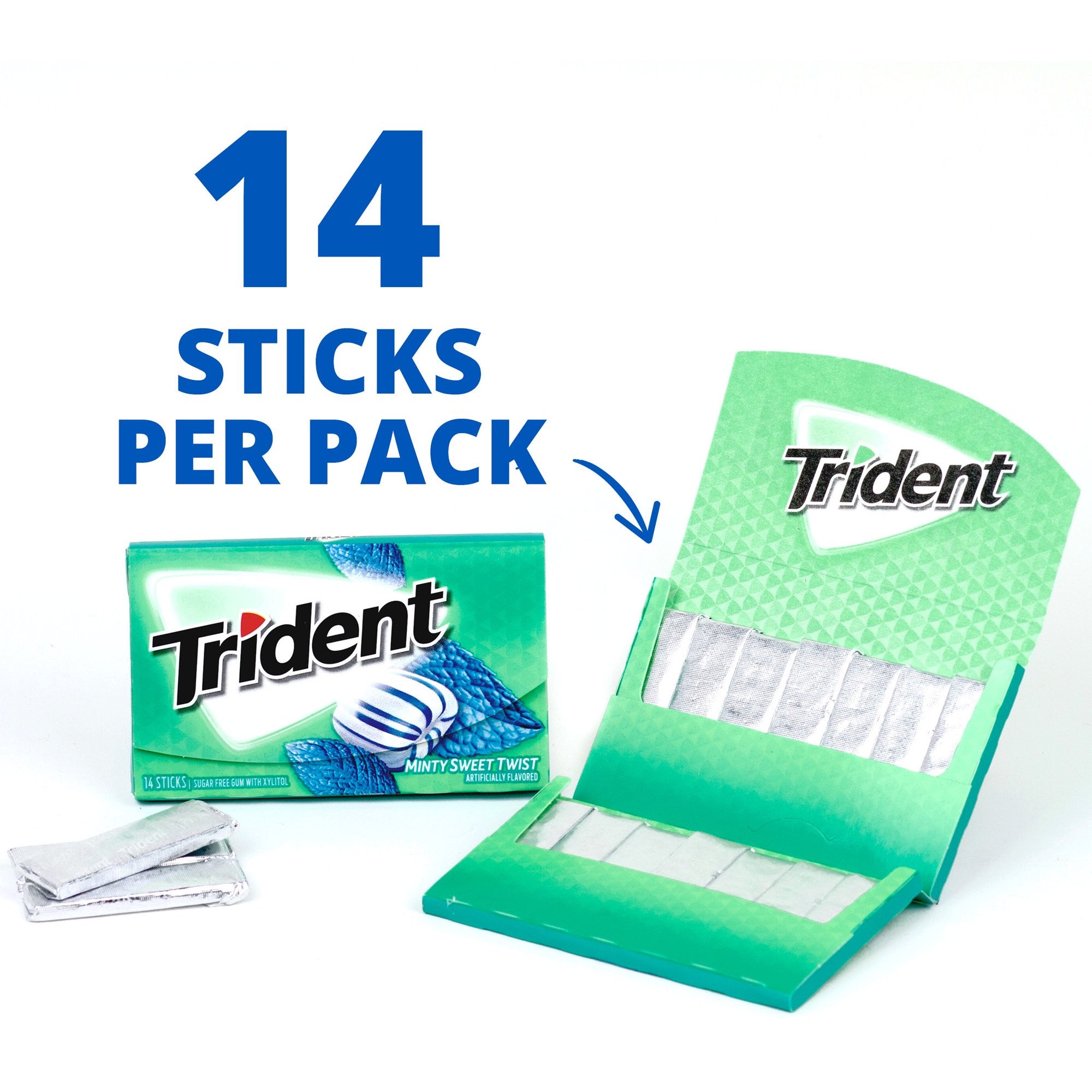 Trident Minty Sweet Twist Sugar Free Gum (1 vỉ 14 thanh) - hình ảnh chi tiết 5