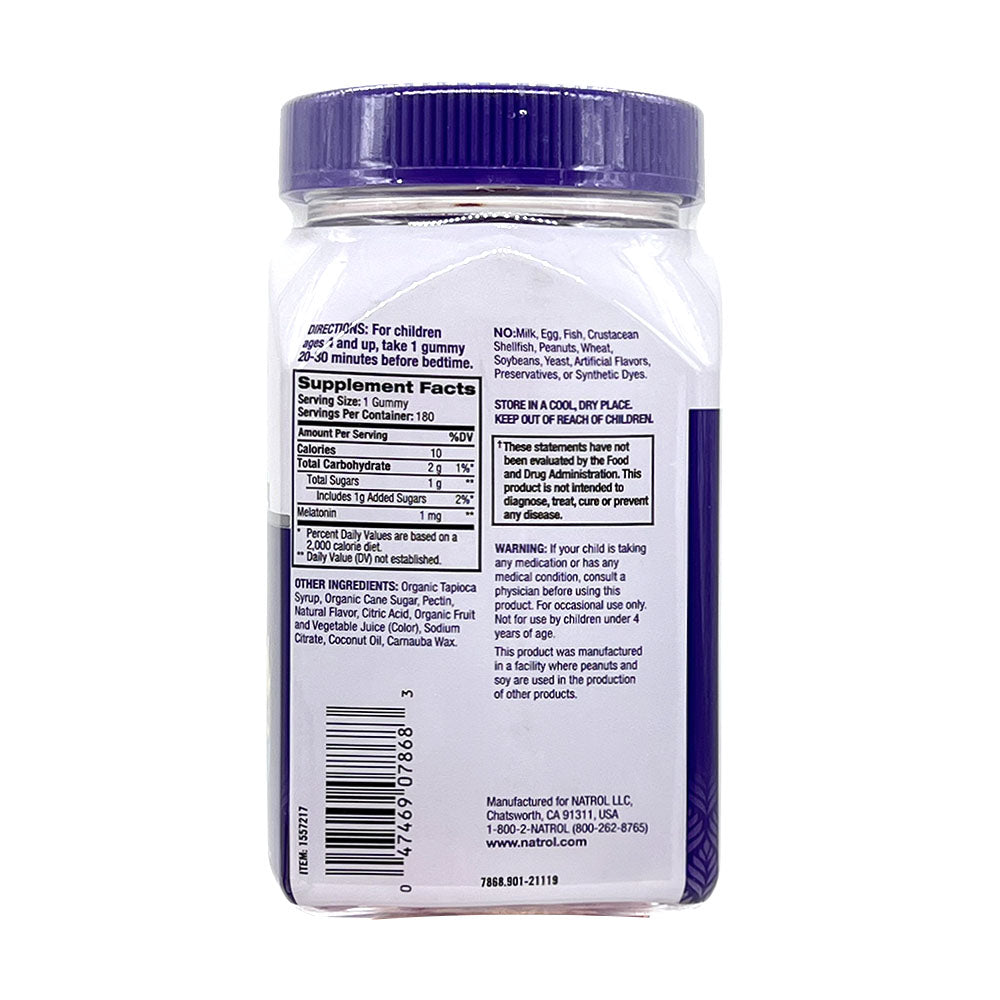 Kẹo dẻo giúp bé ngủ ngon Natrol Kids Melatonin Gummies 1mg 180 viên Vị dâu - hình ảnh chi tiết 2