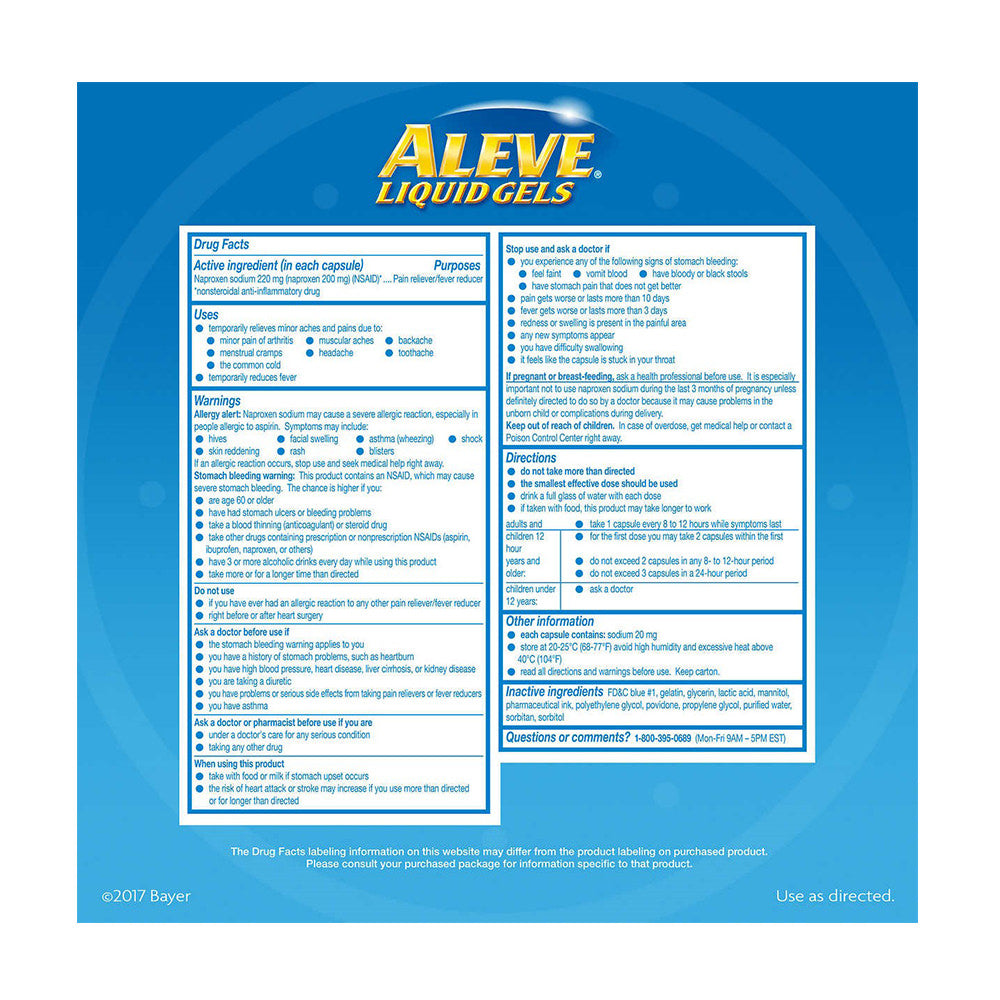 Viên uống giảm đau nhức Aleve Pain Reliever 220mg 160 viên - hình ảnh chi tiết 2