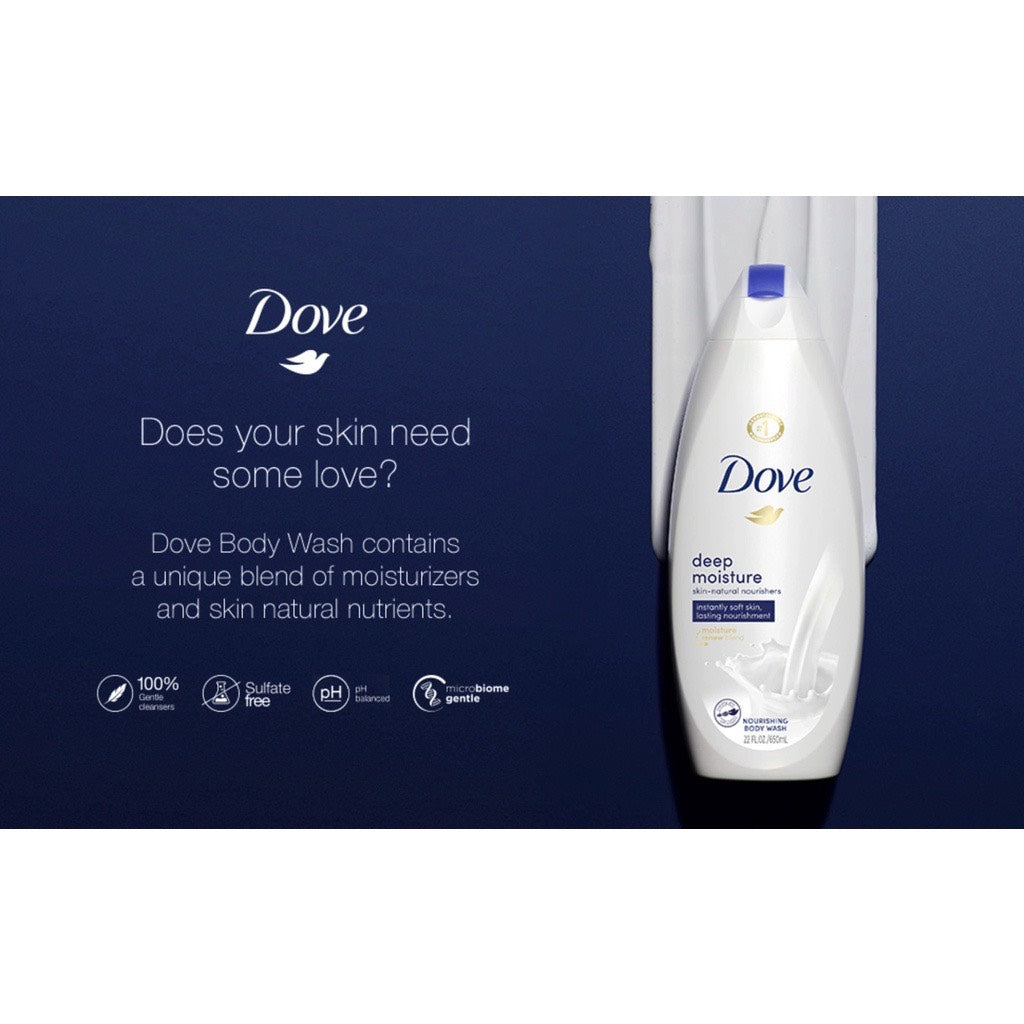 Set 3 chai sữa tắm dưỡng ẩm Dove chuyên sâu Dove Deep Moisture Body Wash 709ml x3 - hình ảnh chi tiết 2