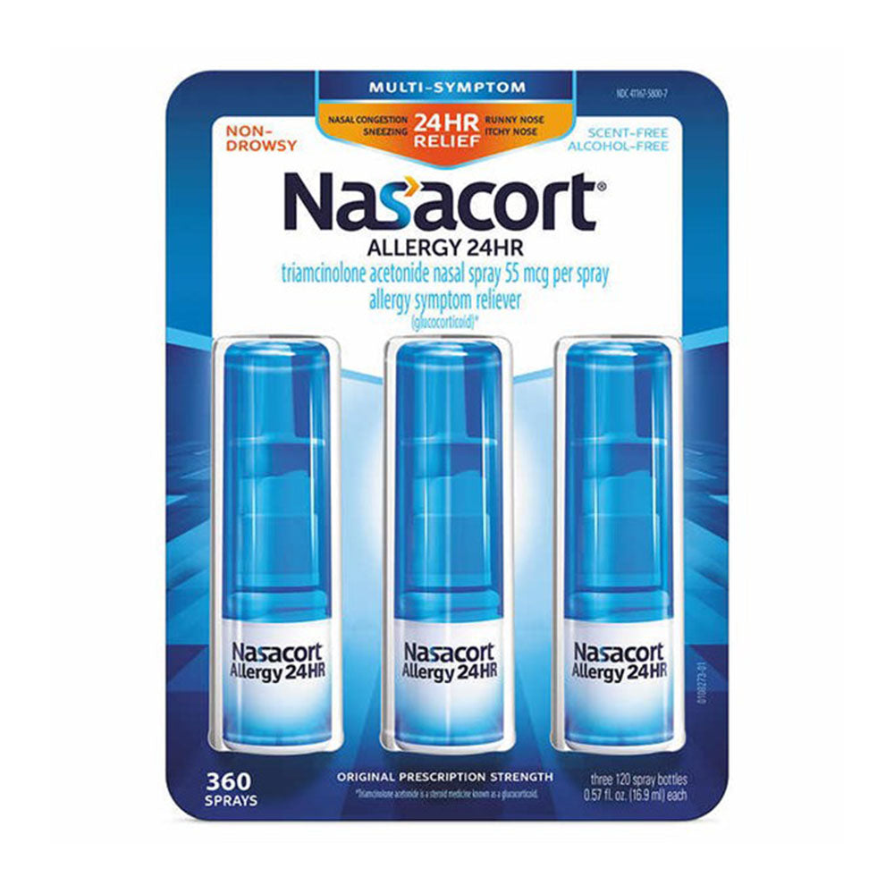 Xịt mũi giảm viêm xoang, dị ứng Nasacort Allergy 24hr Non-Drip Nasal Spray 16,9ml x3 chai - hình ảnh sản phẩm chính