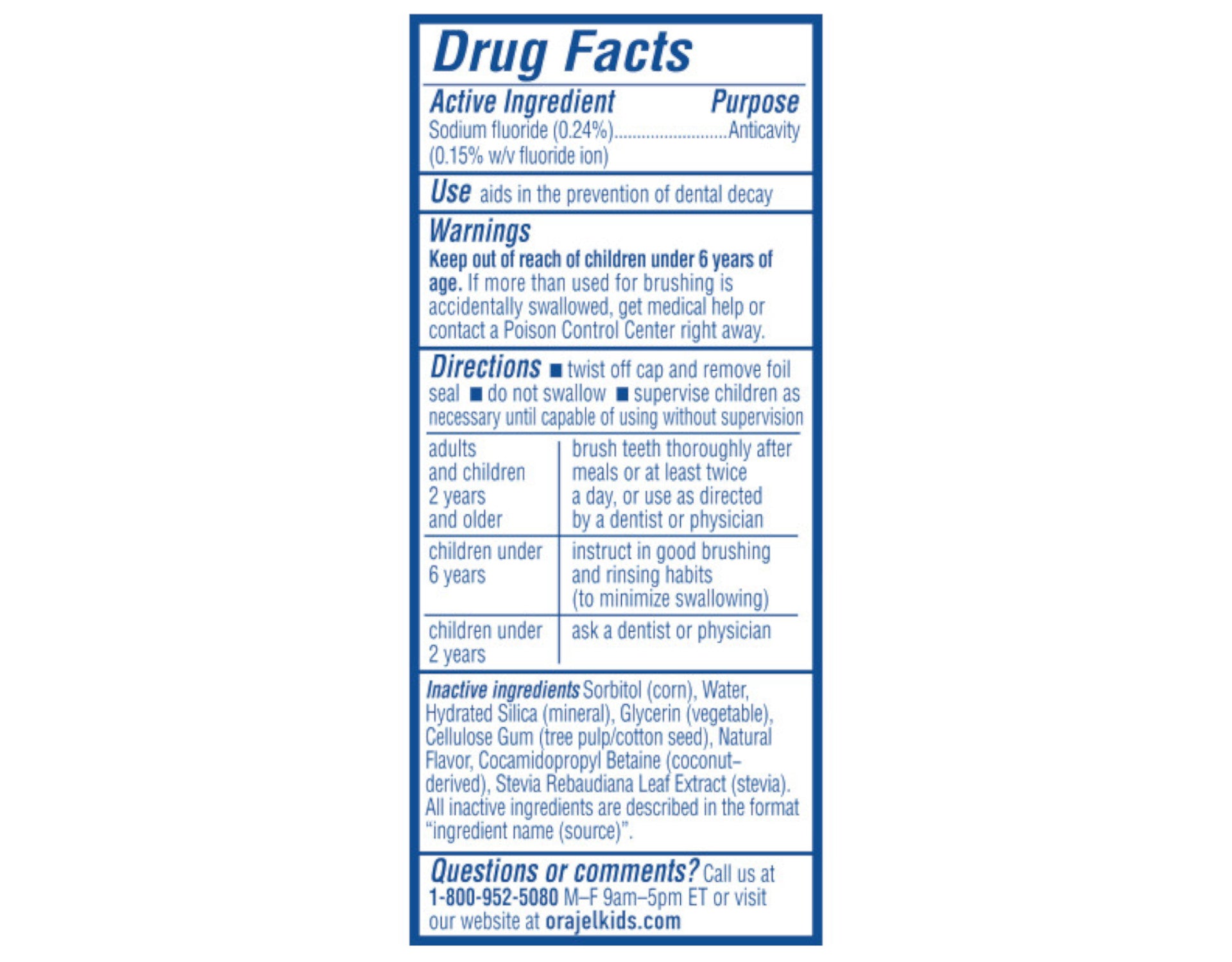 Kem đánh răng cho trẻ Orajel Anticavity Fluoride 119g - hình ảnh chi tiết 2