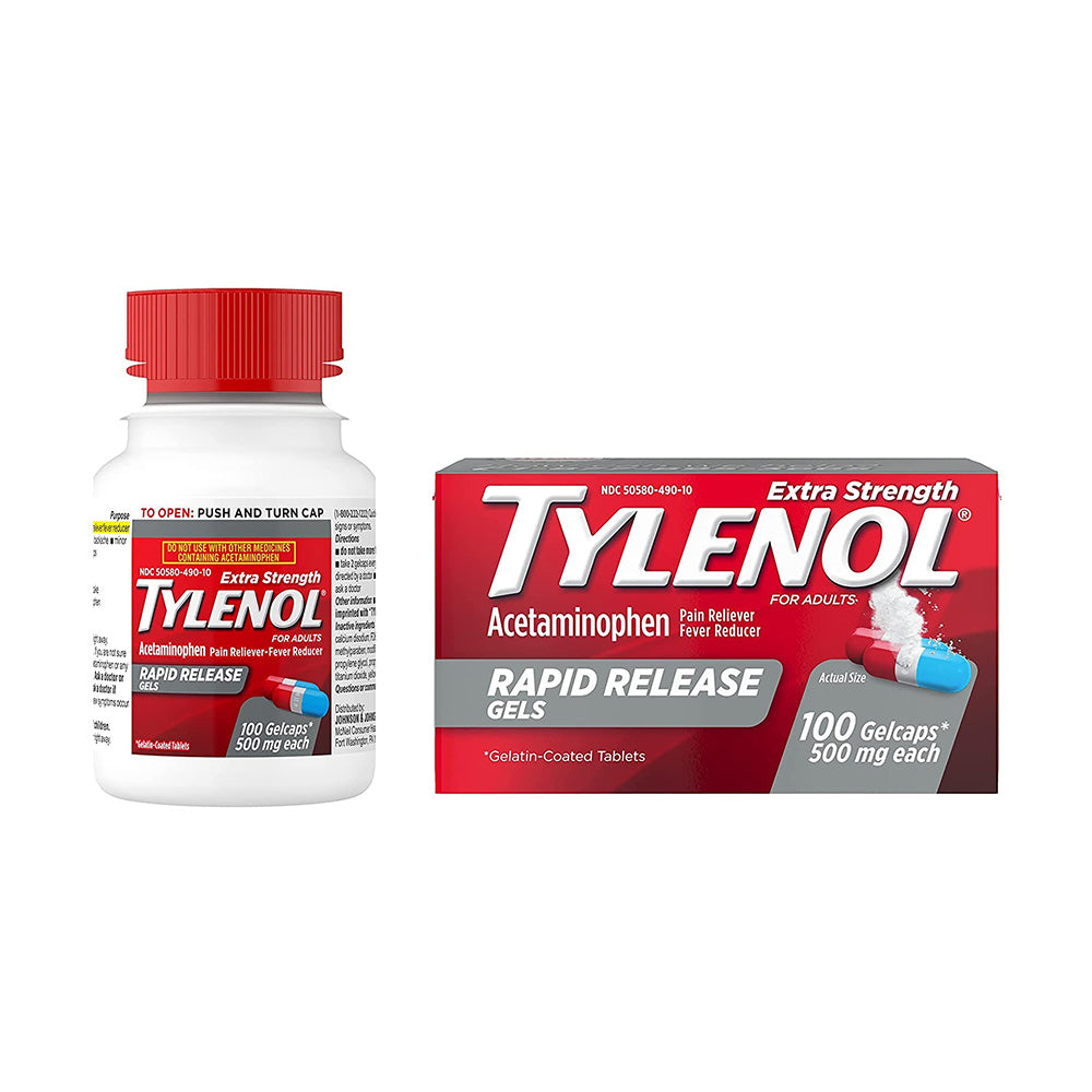 Viên uống giảm đau hạ sốt Tylenol Acetaminophen Extra Strength 500mg 100 Gelcaps - hình ảnh chi tiết 2