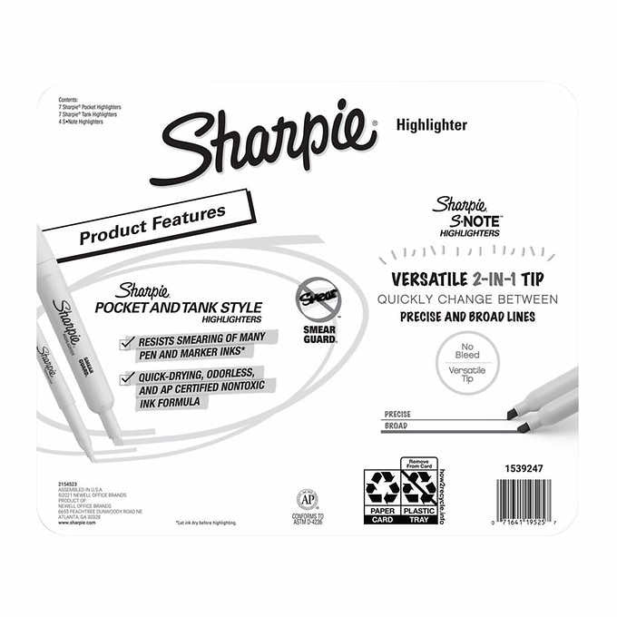 Set Viết Sharpie Highlighter Variety S.NOTE Pack 18ct - hình ảnh chi tiết 3