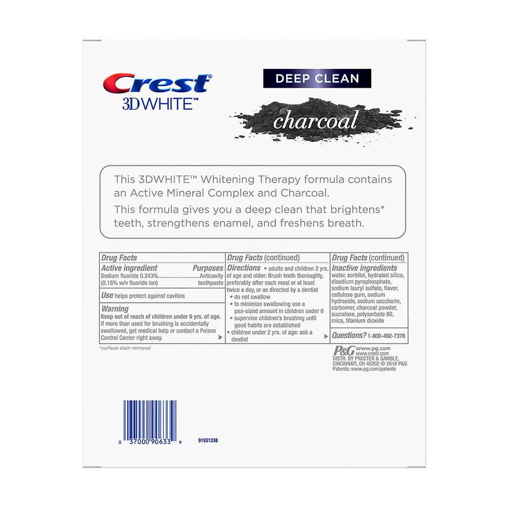 Kem đánh răng than hoạt tính của Mỹ Crest 3D White Charcoal Toothpaste 116g x4 - hình ảnh chi tiết 3
