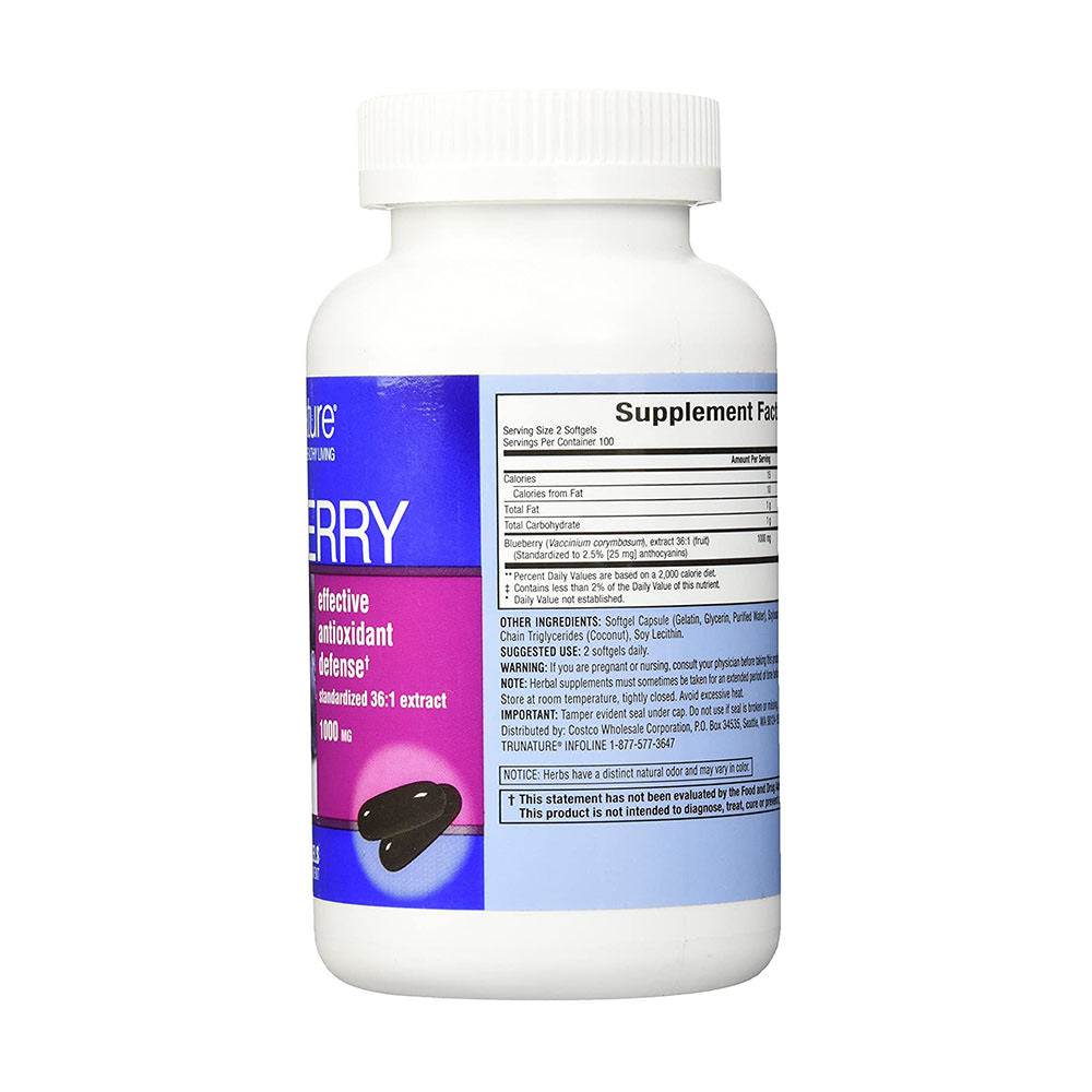 Chống oxy hóa từ trái Việt Quất trunature Blueberry Extract 1000mg 200 viên - hình ảnh chi tiết 3