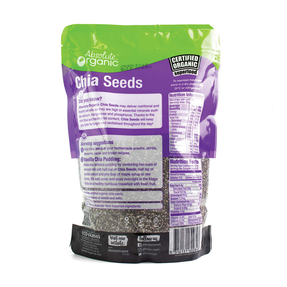 Hạt chia Absolute Organic Chia Seeds 1kg của Úc - hình ảnh chi tiết 2