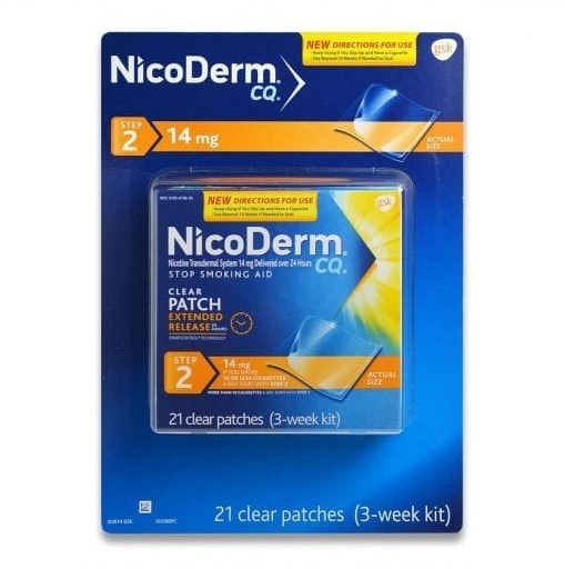 Miếng dán cai thuốc lá NicoDerm CQ Step 2 Clear Nicotine Patches 14mg 21 miếng - hình ảnh sản phẩm chính