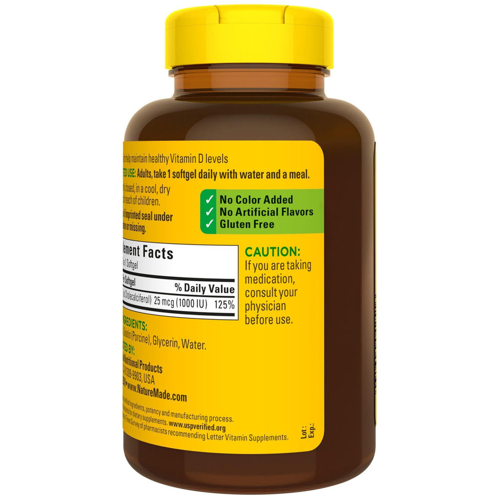 Viên uống bổ sung Vitamin D3 Nature Made D3 1000 IU 650 viên - hình ảnh chi tiết 4