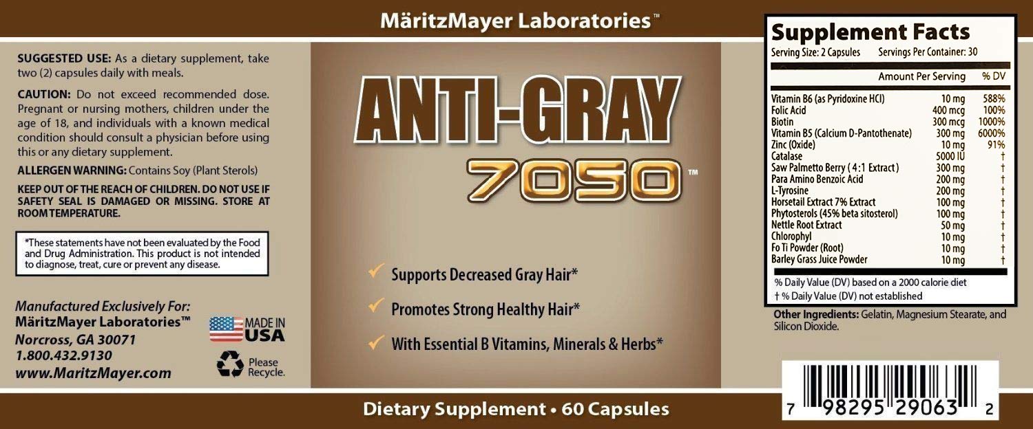 Viên uống trị tóc bạc sớm ANTI GRAY 7050 60 Viên của Mỹ - hình ảnh chi tiết 4