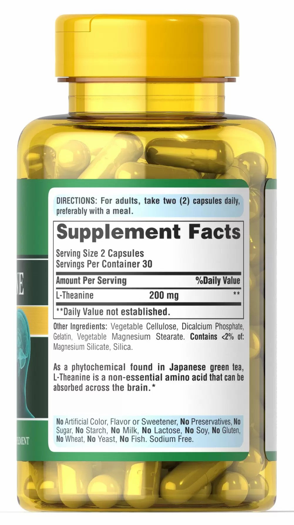 Viên uống bổ não, giảm stress - Puritan's Pride L-Theanine 200mg 60 viên - hình ảnh chi tiết 2