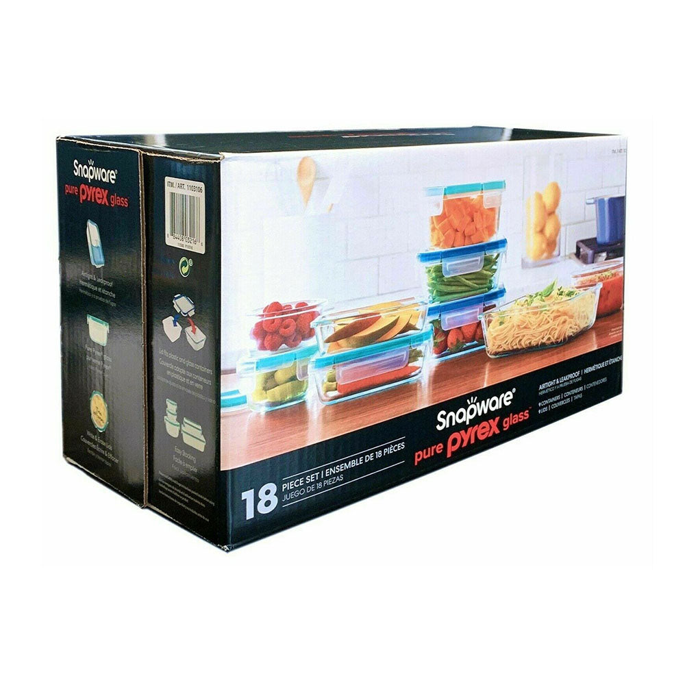Set hộp Thủy Tinh Mỹ Cao Cấp 18 món Snapware Pyrex Glass Food Storage - ảnh sản phẩm 1