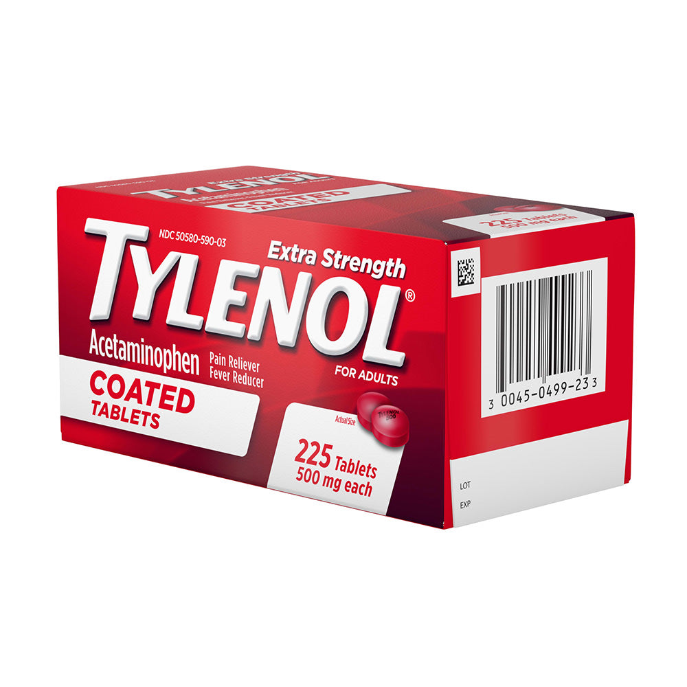 Viên giảm đau hạ sốt Tylenol Extra Strength Coated Tablets 500mg 225 viên - hình ảnh chi tiết 2