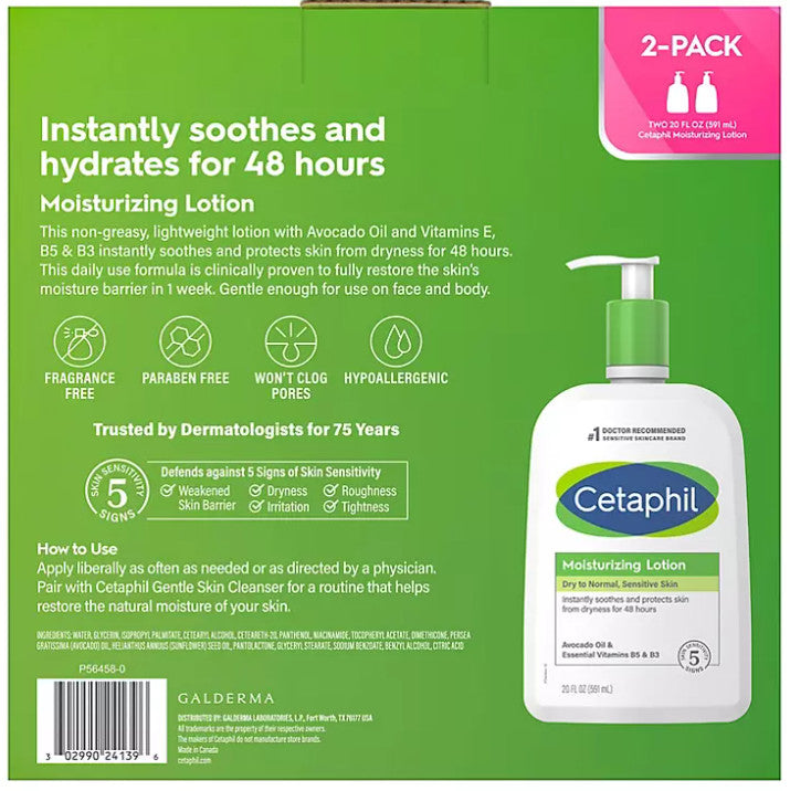 Set 2 Cetaphil Moisturizing Lotion Avocado Oil & Essential Vitamin B5 & B3 591ml - hình ảnh chi tiết 2